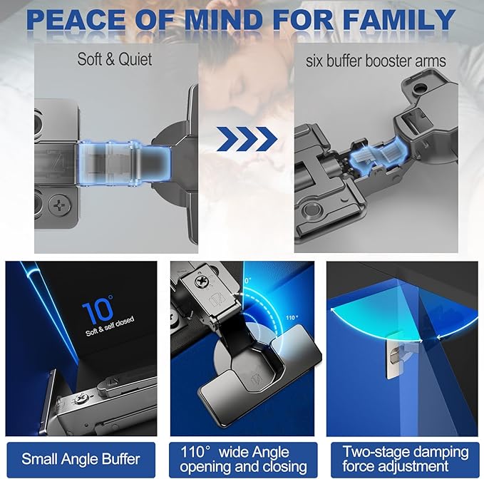 Cabinet Hinges 2 Pack Frameless Inset Soft Close Concealed Hinge for Kitchen Self-Closing 110° 4D Adjustment Speed Control Ideal for Upgrading Kitchen Cabinet Doors and Drawers