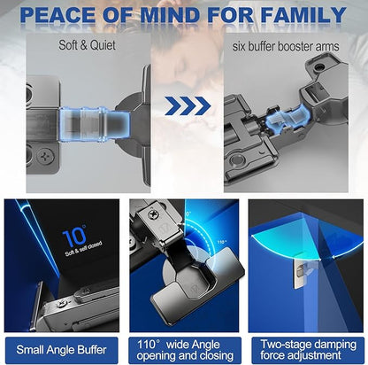 Cabinet Hinges 2 Pack Frameless Inset Soft Close Concealed Hinge for Kitchen Self-Closing 110° 4D Adjustment Speed Control Ideal for Upgrading Kitchen Cabinet Doors and Drawers