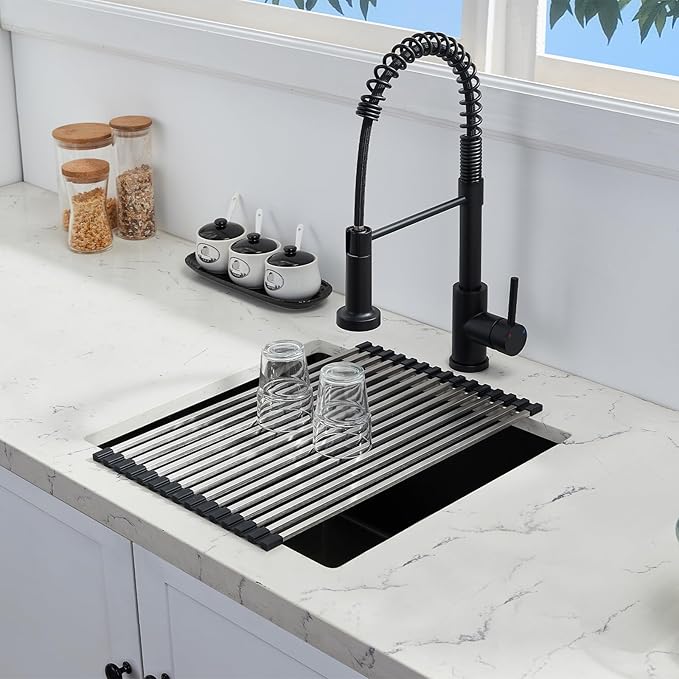 Undermount Kitchen Sink, 18 x 18 x 10 Inch Single Bowl Undermount Small Bar Sink 16 Gauge T-304 Stainless Steel Gunmetal Black Kitchen Sinks