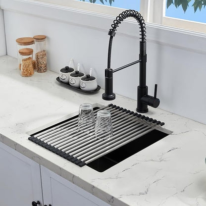 Undermount Kitchen Sink, 18 x 18 x 10 Inch Single Bowl Undermount Small Bar Sink 16 Gauge T-304 Stainless Steel Gunmetal Black Kitchen Sinks