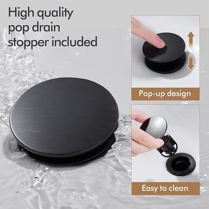 Fransiton Tall Vessel Sink Faucet Matte Black Faucet for Bathroom Sink Tall Waterfall Bathroom Faucet Single Handle 1 or 3 Hole Wash with Pop-up Drain