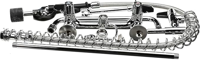T&S Brass 5PR-8W12-C 8" Wall Mount Low Flow Pre-Rinse with 12" Swing Nozzle Add-On Faucet, brass, silver
