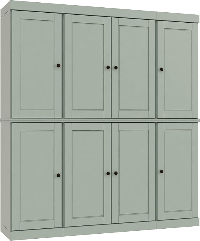 Palace Imports Solid Wood Pantry Cabinet - 71.5" Tall, 65" Wide Freestanding Storage Cabinet with 2-Drawer Kit & Adjustable Shelves – Sage, Renewable Eco-Friendly 100% Wood, Made in Brazil