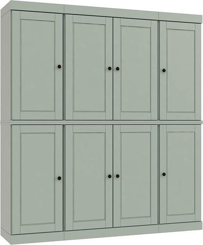 Palace Imports Solid Wood Pantry Cabinet - 71.5" Tall, 65" Wide Freestanding Storage Cabinet with 2-Drawer Kit & Adjustable Shelves – Sage, Renewable Eco-Friendly 100% Wood, Made in Brazil