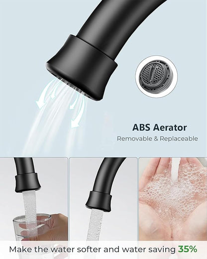 FORIOUS Black and Brushed Nickel Bathroom Faucets, 4 Inch Centerset Bathroom Sink Faucet 2 or 3 Hole with Pop up Drain and cUPC Hose, Two Handles Control, 360° spout for Restroom,Vanity, Rv