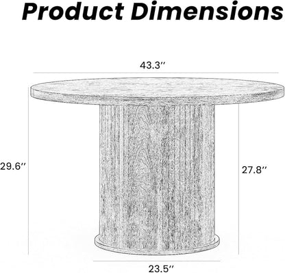 Farini 43" Round Dining Table for 4-6,Modern Kitchen Room Table with Wood Top & Sturdy Metal Base,Natural