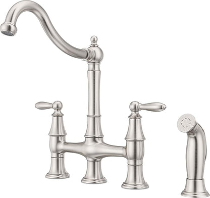 Pfister Courant Kitchen Faucet with Side Sprayer, 2-Handle, High Arc, Stainless Steel Finish, F0314COS