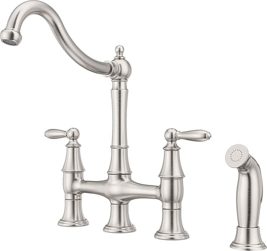 Pfister Courant Kitchen Faucet with Side Sprayer, 2-Handle, High Arc, Stainless Steel Finish, F0314COS