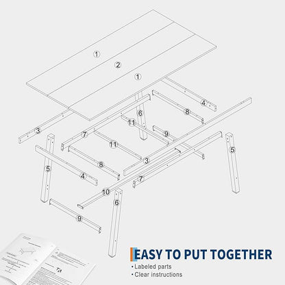 GarveeHome 70.87 in Industrial Dining Table for 6-8 People, Long Rectangular Table for Dining Room & Kitchen, Heavy Duty Metal Frame, Rustic Grey, Multipurpose Dining & Work Table