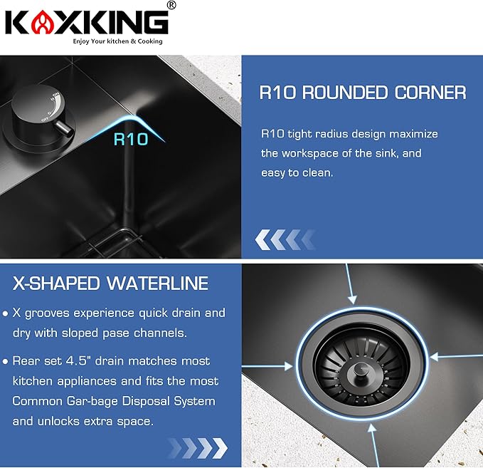 RV Kitchen Sink 13x15 Inch with Foldable Faucet, Nano Black 16 Gauge Stainless Steel Undermount Workstation Sink with Cutting Board Cover, Bottom Grid & Drain Kit