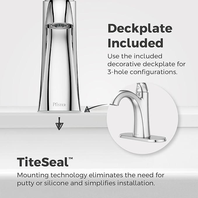 Pfister Willa Single Handle Bathroom Sink Faucet 1 Hole Chrome Finish with Push & Seal Drain NSF Certified WaterSense EPA Compliant TiteSeal Technology LF042MALCC