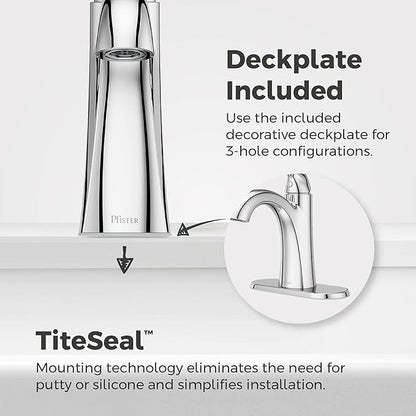 Pfister Willa Single Handle Bathroom Sink Faucet 1 Hole Chrome Finish with Push & Seal Drain NSF Certified WaterSense EPA Compliant TiteSeal Technology LF042MALCC