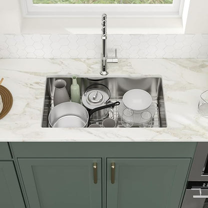 Logmey 28 Inch Undermount Kitchen Sink 28x18 Stainless Steel Sinks SUS304 16 Gauge Single Bowl deep kitchen Sinks Under Counter Handmade Sink 28x18x9