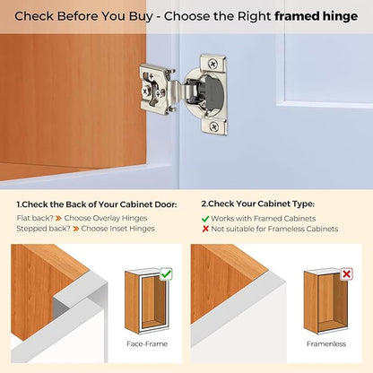 Ravinte 50 Pack 25 Pairs 3/4 inch Overlay Soft Close Hinges for Kitchen Cabinet Hinges Satin Nickel Hidden Hinges Stainless Steel Concealed Hinge self Closing