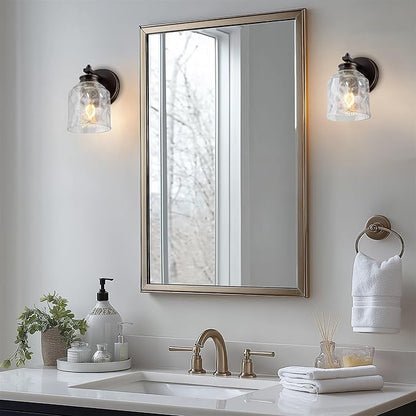 Kira Home 5" Set of 2 Petit Clear Hammered Glass Bell Shades, Small Water Glass Replacement Shades, 5.25" x 4.75", 1-5/8" Fitter Opening for Threaded Medium Base Socket