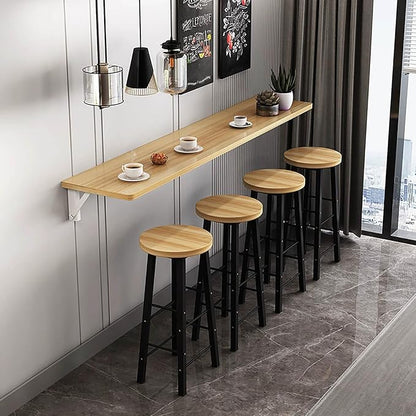 Hanging Home Narrow Long Table Wall Desk Fold Wall Table Wall Hanging Dining Table Kitchen Restaurant Home Bar Work Table Folding Table Bar Tables Workbench Easy to Install Space Saving(Light Walnut,4