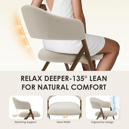 COLAMY Dining Chairs Set of 4, Modern Fabric Upholstered Dining Room Kitchen Side Chairs with Iron Legs, Open Back and Padded Seat, for Living Room/Restaurant/Cafe, Beige