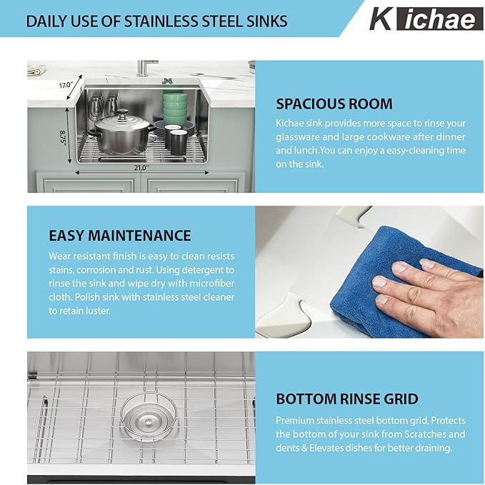 23 Inch Undermount Kitchen Sink - 23x19 Undermount Sink Ledge Workstation Stainless Steel 16 Gauge Single Bowl Handmade Round Corner Small Kitchen Sink with Cutting Board
