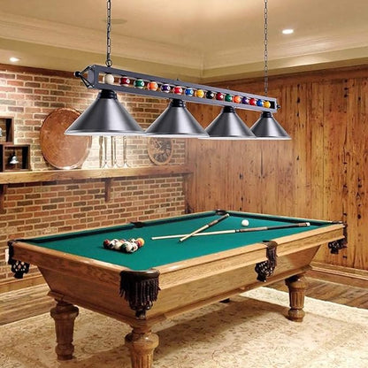 Wellmet 4 Lights Pool Table Light, 70inch Billiard Lighting Fixture with Lamp Shades for Pool Billiard Table, Industrial Hanging Pendant Light Chandelier for Game Room, Kitchen, Dining Room