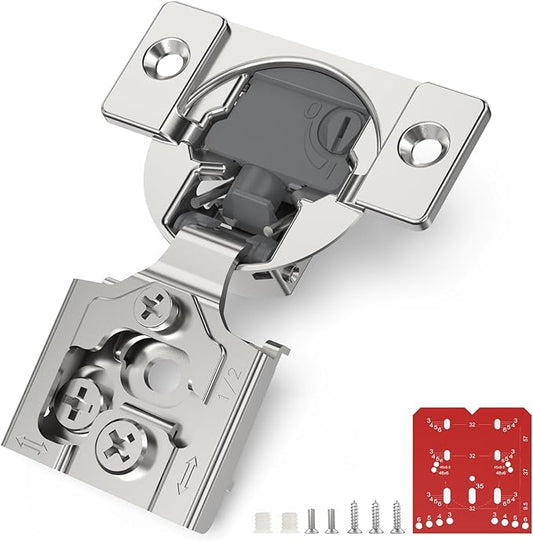 Chibery 50 Pack 1/2” Overlay 4D Soft Close Cabinet Hinges, Concealed Face Frame, Adjustable Closing Speed, 105° Opening Smooth Slow, Hidden Self Closing for Kitchen Corner, Cupboard (with Template)