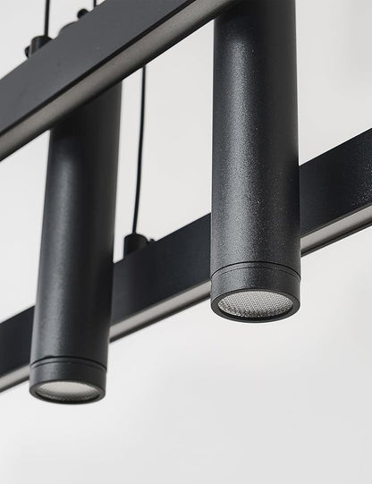 Modern Black Linear Pendant Lights Kitchen Island Lighting Minimalist Led Chandeliers Pool Table Light Dimmable Ceiling Hanging Light Fixture Dining Room with Remote Control (47in)