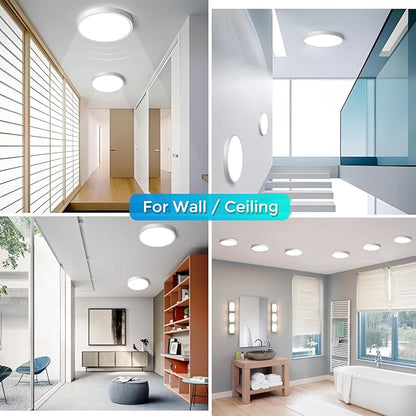 LightingWill 7 Inch LED Flush Mount Ceiling Light Fixture, 2800K Warm White, 1500LM, 12W, Flat Modern Round Lighting Fixture, 120W Equivalent White Ceiling Lamp for Kitchens, Bedrooms.etc.