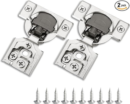 3/4 Inch Overlay Soft Close Cabinet Hinges, 2 Pack Slow Soft Close Hinges for Kitchen Cabinets Satin Nickel Hidden Self Closing Kitchen Cabinet Hinges for Cupboard