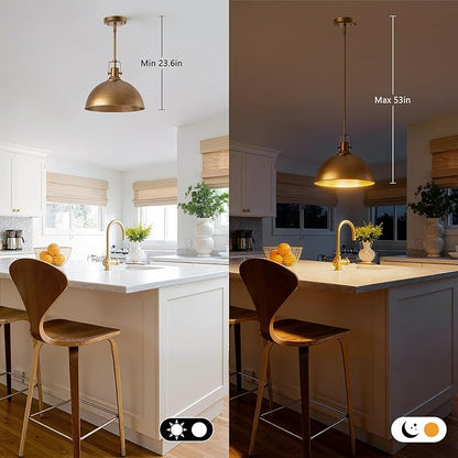 LamQee 13 Inch Antique Brown Metal Pendant Light Kitchen Island, Farmhouse Modern Dome Pendant Light Fixtures Ceiling Hanging Lighting Chandelier for Dining Room Over Table, Bar, Hallway, Entryway