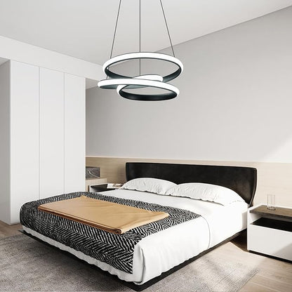 Modern Pendant Lights Black Pendant Light Irregular Streamline LED Chandelier Adjustable Height Pendant Lighting for Kitchen Island Dining Room Bedroom Living Room Corridor Hallway Foyer