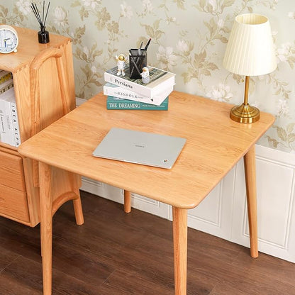 Square Dining Table 31.5“, Solid Wood Kitchen Table for Small Space, Midcentury Modern Wooden Kitchen Dining Table with Oak Finish, 31.5" L x 31.5" W x 29.5" H, Natural