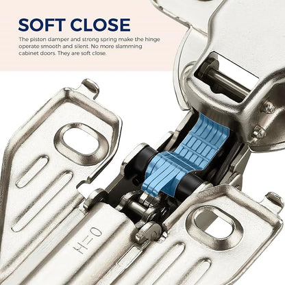 Ravinte 25 Pairs 50 Packs Full Overlay Cabinet Door Hinges,105 Degree Adjustable Concealed Kitchen Cabinet Hinges Soft Close for Face Frame Cabinet