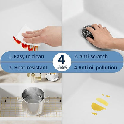 White Bar Sink, 13 Inch Undermount Quartz Stone Kitchen Sink, 13'' x 15'' White Granite Composite Kitchen Sinks With Gold Sink Drain Assembly and Gold Sink Bottom Grid