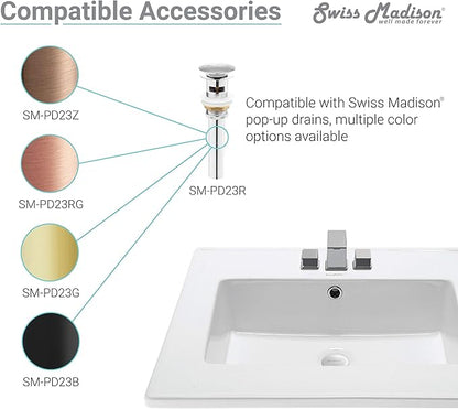 Swiss Madison Well Made Forever SM-VT328-3 Voltaire Vanity Top Sink, with 3" Centerset Faucet Holes