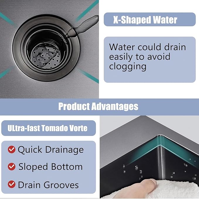 18x18 Inch Black Bar Sink Drop In, Topmount Stainless Steel Kitchen Sink, Square Small Kitchen Sinks, Single Bowl Kitchen Sinks for Laundry Wet Bar Prep RV Office Outdoor Yard with Grid & Drain