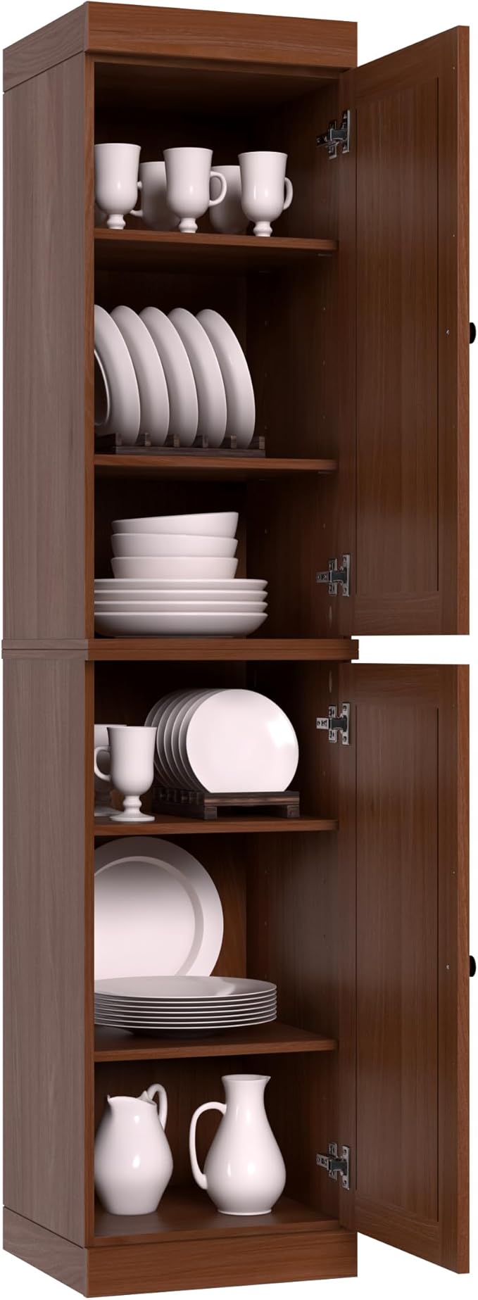 Palace Imports Solid Wood Pantry Cabinet - Tall Narrow Storage Cabinet with Raised Panel Doors - 16.5" W x 71.5" H - Mocha, Kitchen Cupboard, Adjustable Shelves, 100% Eco-Friendly Wood, Modular
