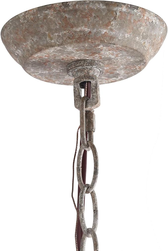 LNC French Country Chandeliers Wood 6 Lights Rust Arms for Dining, Bedroom, Living Room and Bathroom, Brown Lamp Body Size:D29.5 xH24.5