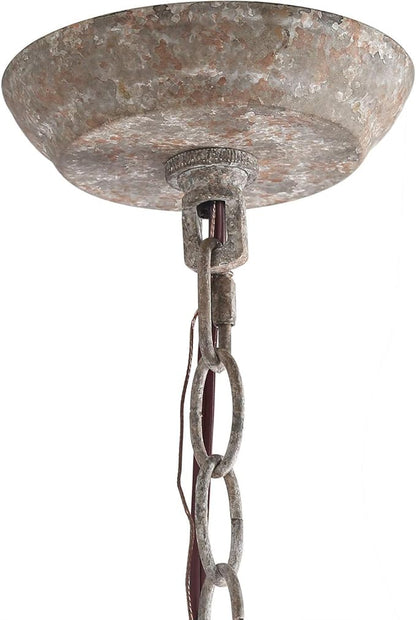 LNC French Country Chandeliers Wood 6 Lights Rust Arms for Dining, Bedroom, Living Room and Bathroom, Brown Lamp Body Size:D29.5 xH24.5