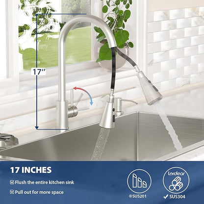 Lordear 30 Inch Drop In Kitchen Sink with Faucet 16 Gauge Stainless Steel Single Bowl Kitchen Sink with Glass Rinser, Pull-out Faucet, and Soap Dispenser #T30229-F16030SS