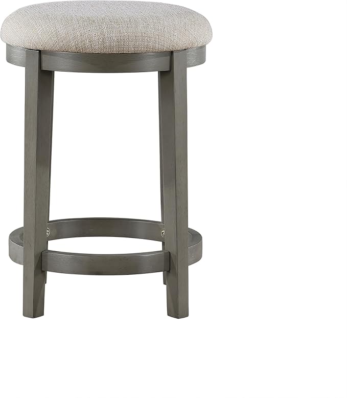 Lexicon Counter Height Stools Set of 2 - Counter Height Stools for Kitchen Table, Padded Cushion, Light Grey Wood Finish and Grey Fabric Cushion Seat