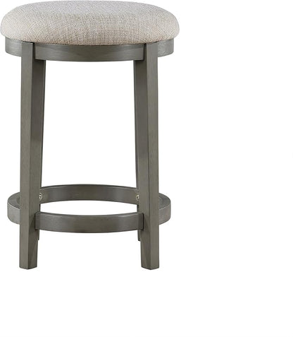 Lexicon Counter Height Stools Set of 2 - Counter Height Stools for Kitchen Table, Padded Cushion, Light Grey Wood Finish and Grey Fabric Cushion Seat