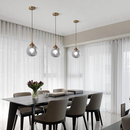 KCO Lighting Modern 1-Light Globe Pendant Light Mid Century Large Single Smoke Glass Hanging Light Brushed Brass Adjustable Pendant Light Fixture for Living Room Kitchen Island