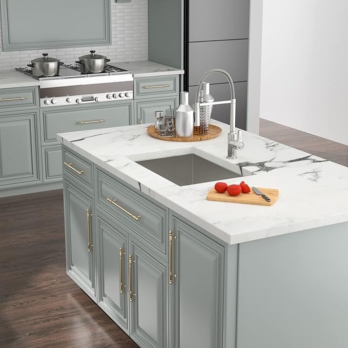 Kichae 26 Inch Undermount Kitchen Sink Single Bowl Stainless Steel Kitchen Sink 26" Under Mount Round Corner Deep Basin 26x18x9 Inch