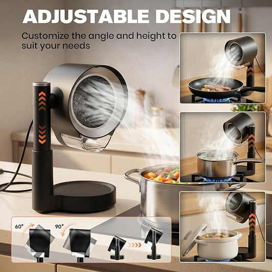 Stillstorm Portable Range Hood，Countertop Kitchen Exhaust Fan with 3 Speeds, Height and angle adjustable，Oil Cup，Powerful Smoke Removal, Low Noise, Exhaust fan for Apartments、