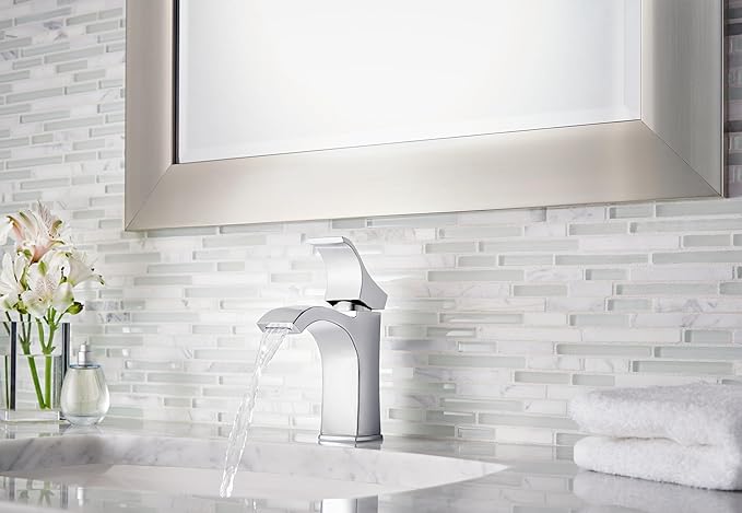 Pfister Venturi Bathroom Sink Faucet, Single Control, 1-Handle, Single Hole, Polished Chrome Finish, LF042VNCC