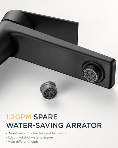 FORIOUS Black Bathroom Faucet 1 Hole, Single Lever Bathroom Sink Faucet Single Hole with Pop-up Drain and Supply Line, Rv Vanity Tap 1 or 3 Hole with Deck Plate for Lavatory Sink Remodel