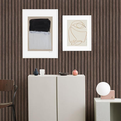 Yun-aeon Natural Wood Peel and Stick Wallpaper Wood Slats - 17.3"x 160" Dark Brown Self-Adhesive Waterproof Vinyl Removable Wall Paper for Wall Decor Bedroom