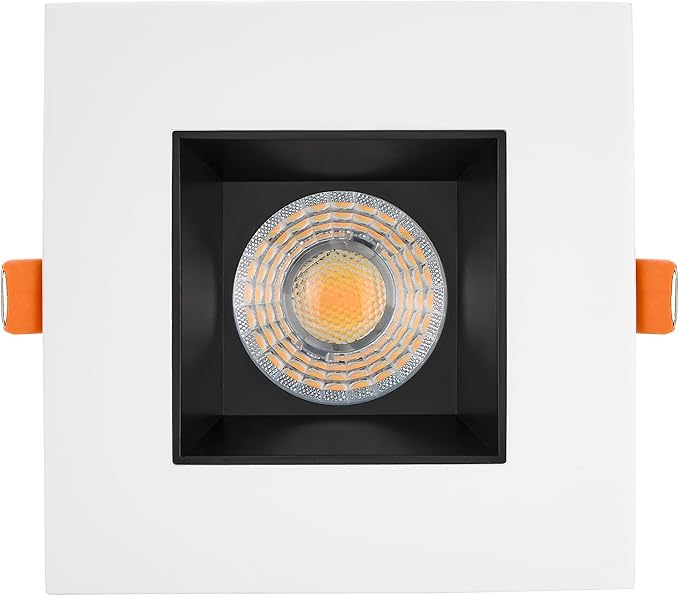Maxxima 4 in. Ultra-Thin Recessed Anti-Glare LED Downlight, Canless IC Rated, 5 Color Temperature Selectable 2700K/3000K/3500K/4000K/5000K, Dimmable Square White/Black Trim, 90 CRI