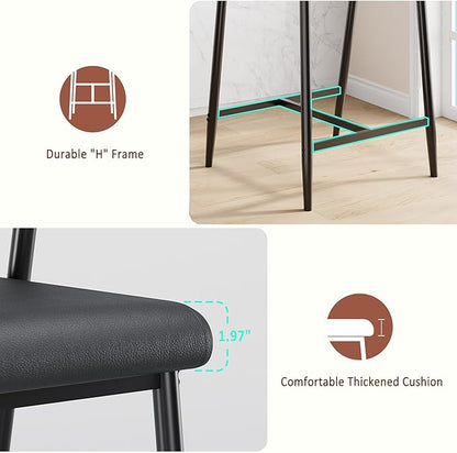 GarveeHome Bar Stools Set of 6 with Arms, 26" Modern 6pcs Counter Height Metal Barstools Set with Wood Back & Footrest, Wider Seat, Sturdy Frame, for Counter Bar, Kitchen Island, Retro Black