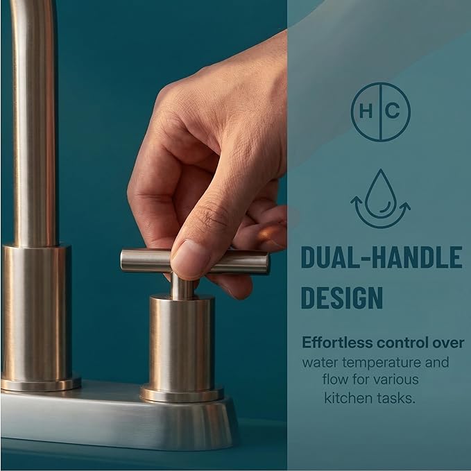 Kitchen Faucets, Kitchen Sink Faucet, Brushed Nickel Kitchen Faucet with Sprayer, 3 or 4 Hole RV Faucet for Kitchen Sink, Stainless Steel Touch Kitchen Faucet with Side Sprayer, TDLKF024L
