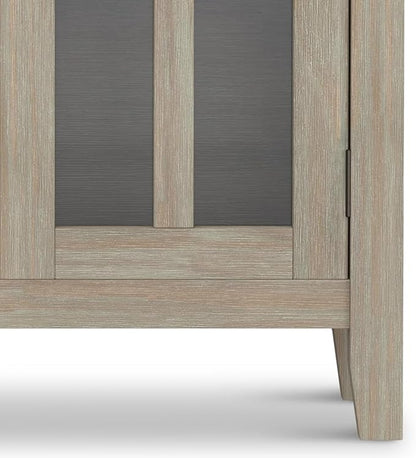 SIMPLIHOME Artisan SOLID WOOD 30 Inch Wide Contemporary Low Storage Cabinet in Distressed Grey, For the Living Room, Entryway and Family Room